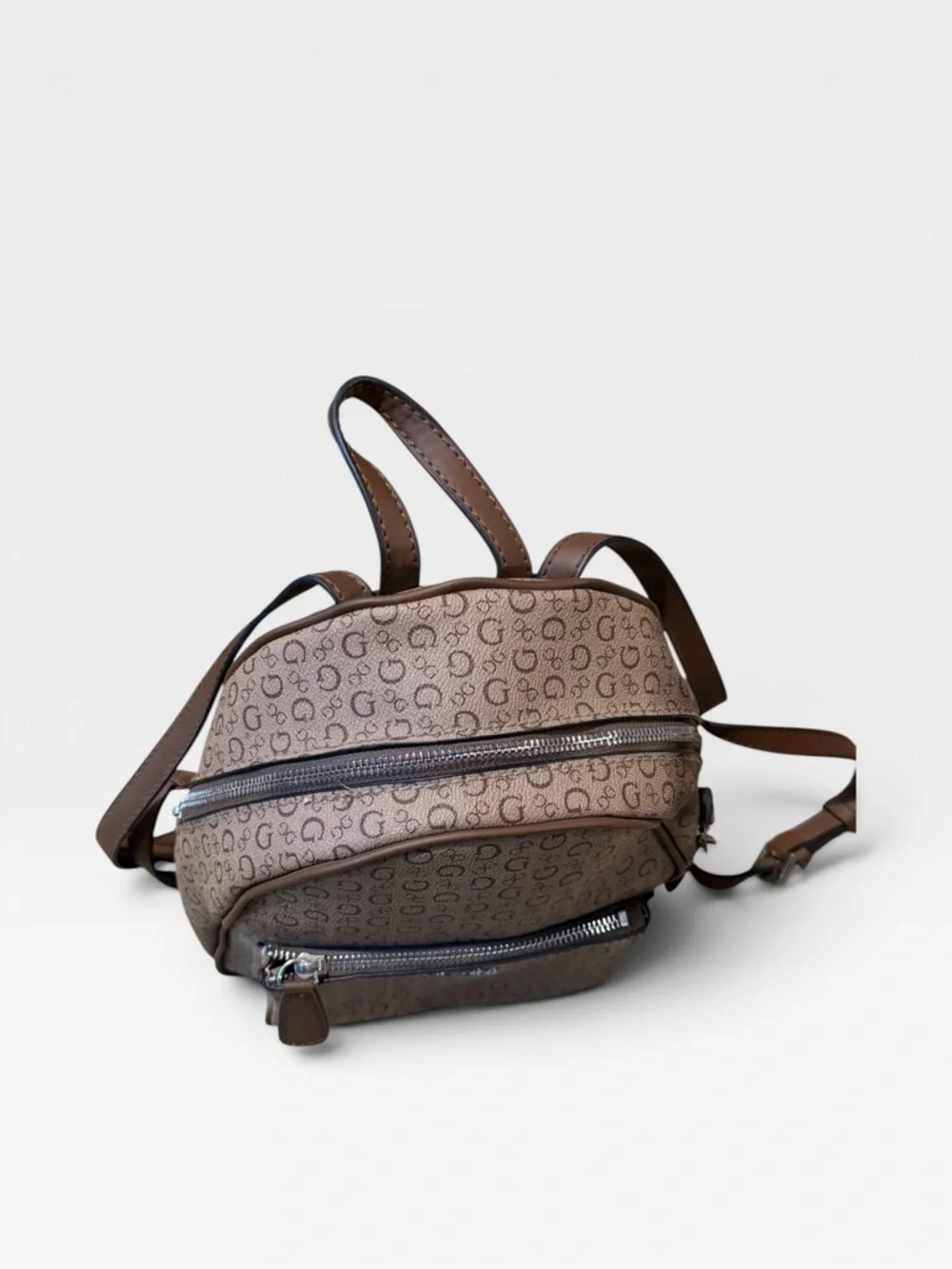 Guess Tan Monogram Mini Backpack